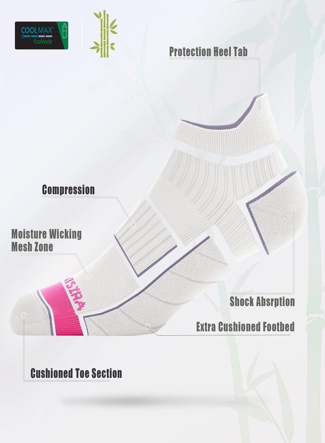 BRISIRA Coolmax Bamboo Viscose Women Compression Running Socks 3 Pairs Low Cut Ankle Athletic Anti Odor&Blister Cushioned - Image 4